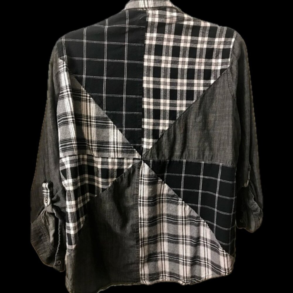 Patchwork Plaid Flannel Cotton Comfy Shirt Westbound Petite Extra Large